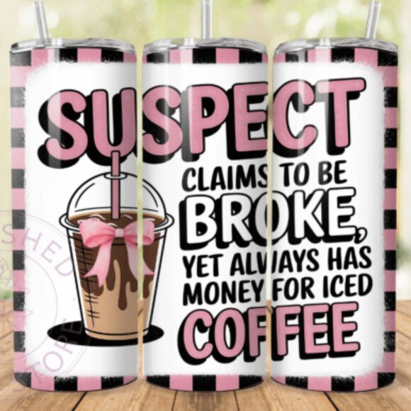 Coffee Themed 20oz Sublimated Stainless Steel Tumbler with Lid & Straw - Picture 2 of 2